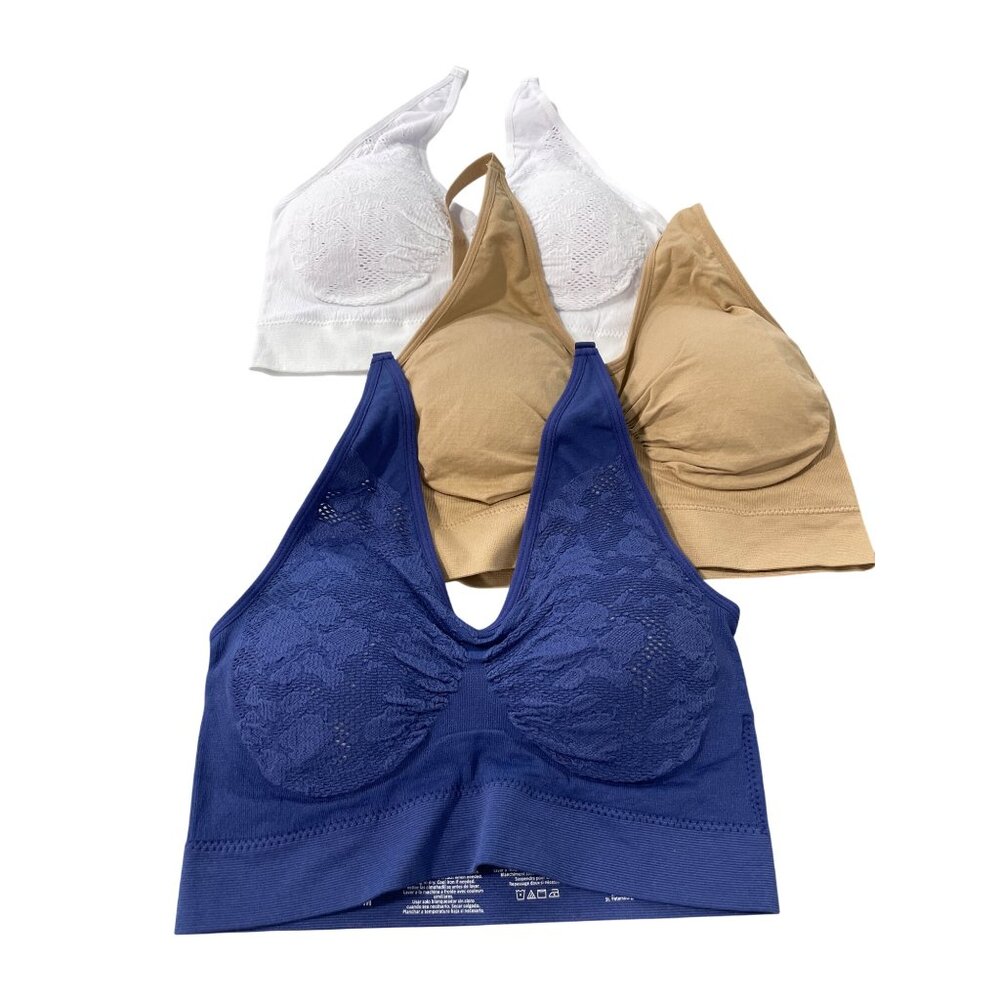 Rhonda Shear 3 Pack Ahh Bra with Adjustable Straps and Lace Detail Medium 580.6